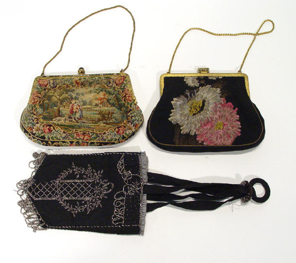 Appraisal: Three Edwardian and Victorian clutch bags one with floral beaded