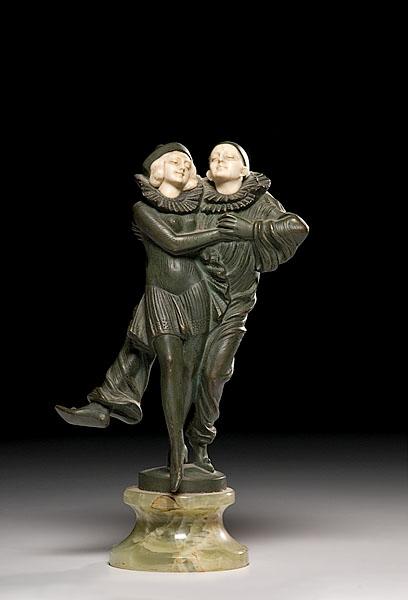 Appraisal: AUSTRIAN BRONZE AND IVORY STATUE BY PAUL TERESZUZUK Austrian early