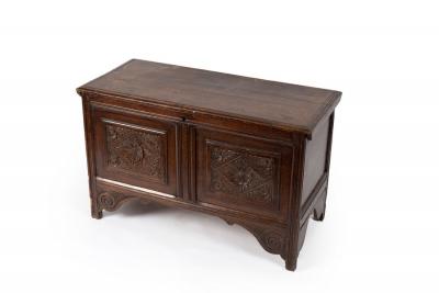 Appraisal: A narrow th Century oak coffer the hinged lid above