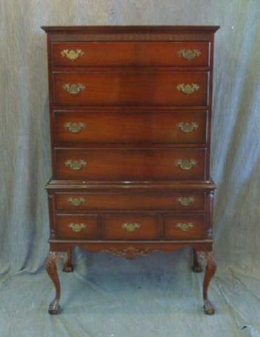 Appraisal: Chippendale Style Mahogany Highboy Raised on ball and claw feet