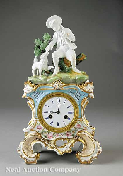 Appraisal: A Paris Porcelain Figural Mantel Clock mid- th c movement