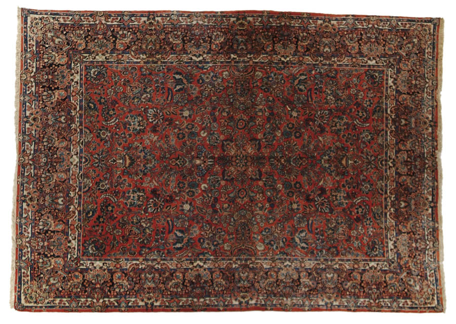 Appraisal: ROOM SIZE SEMI-ANTIQUE SAROUK RUG Fine carpet with broken border