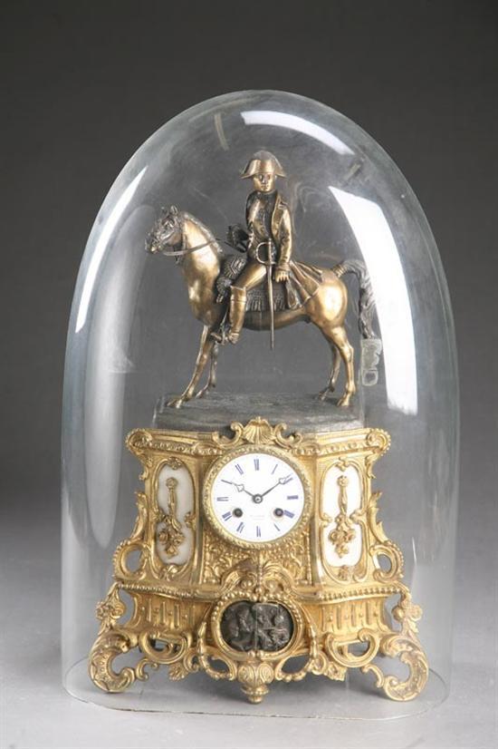 Appraisal: GILT MANTLE CLOCK Signed M Hagan Paris th century brass