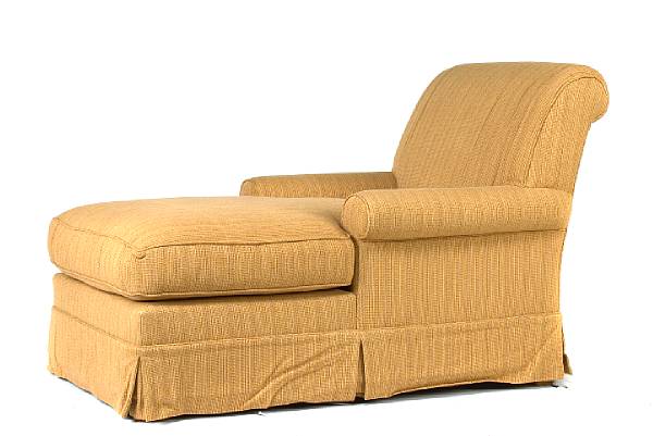 Appraisal: A fully upholstered chaise lounge height in length ft in