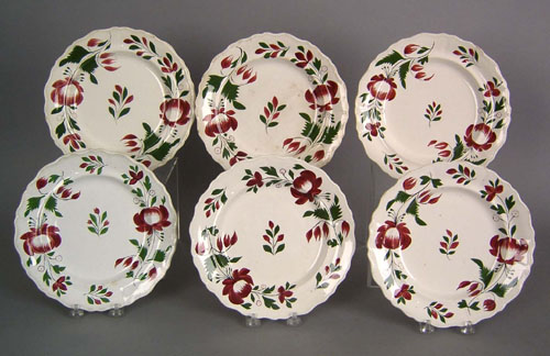 Appraisal: Set of Adams rose plates th c impressed Adams dia