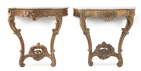 Appraisal: Sale Lot A Pair of Louis XV Painted Console Tables