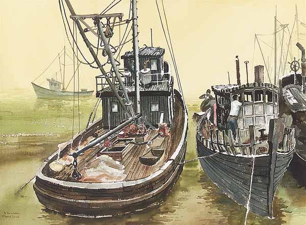 Appraisal: H Frances Sellers American Utah th c Shrimp Boats watercolor