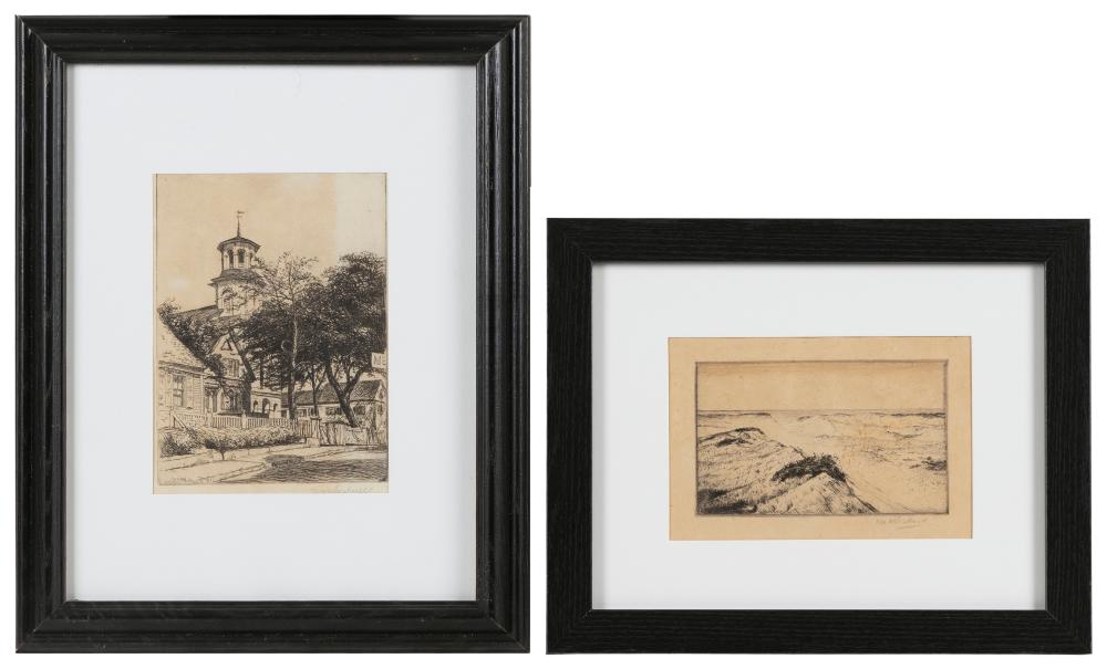 Appraisal: WILLIAM BICKNELL MASSACHUSETTS - TWO ETCHINGS DEPICTING PROVINCETOWN MASSACHUSETTS X