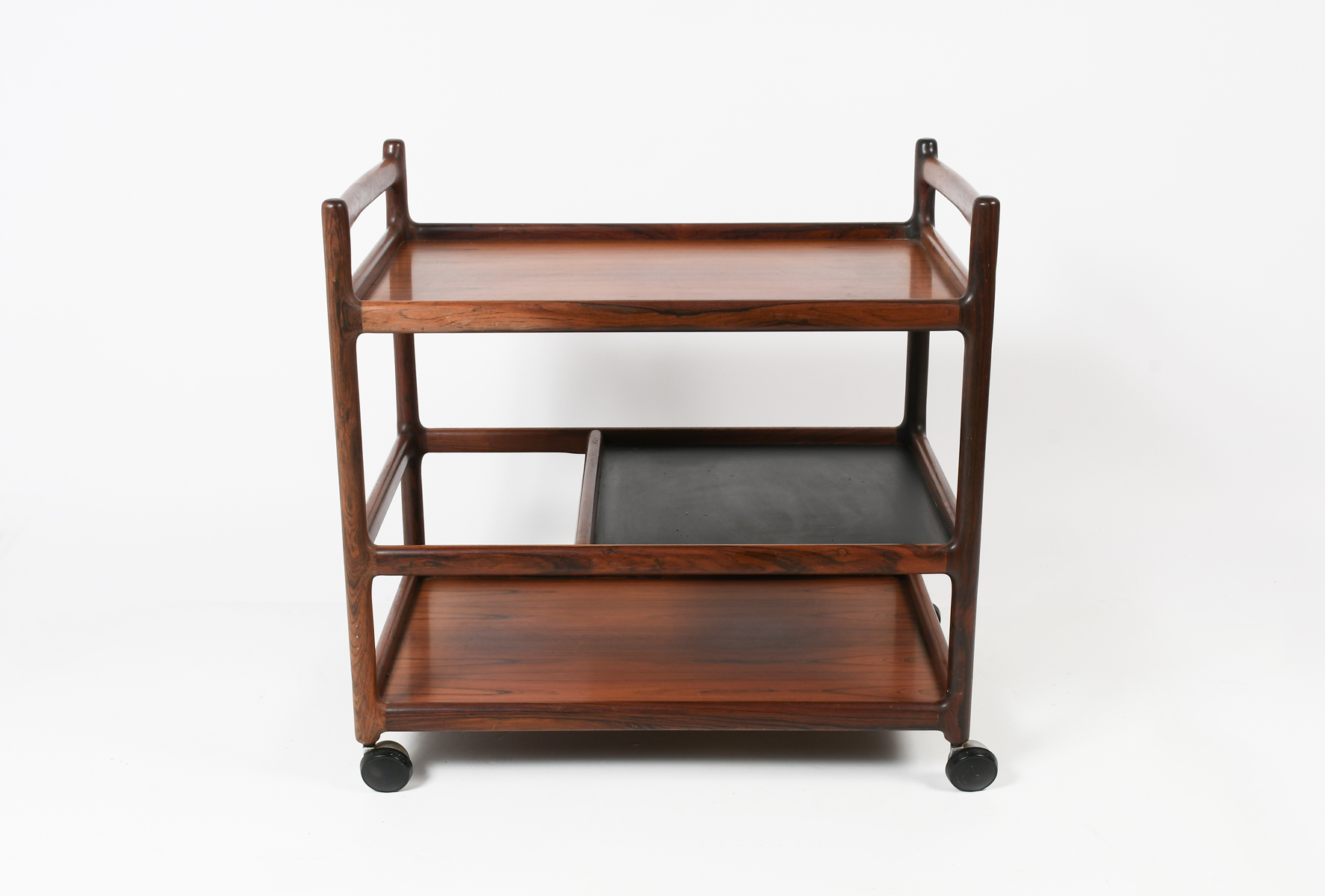 Appraisal: MID-CENTURY MODERN DANISH ROSEWOOD BAR CART Designed by Johannes Andersen