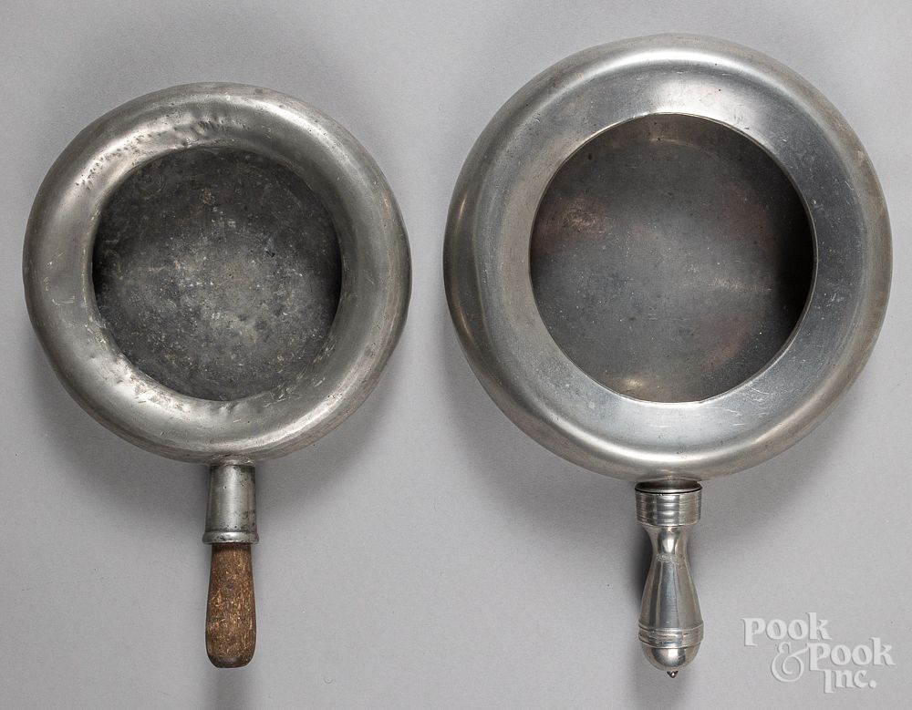 Appraisal: Two pewter bedpans Two pewter bedpans by Samuel Hamlin Providence