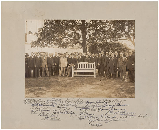 Appraisal: WILSON WOODROW AND PRESS CORPS Photograph Signed as President group