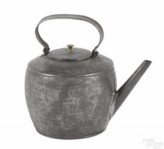 Appraisal: Pennsylvania tin teapot th c with a swing handle ''