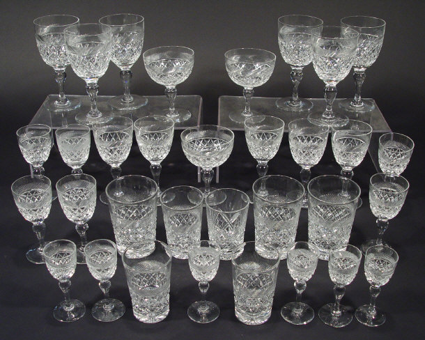 Appraisal: Collection of Webbs cut crystal glasses etched factory marks to