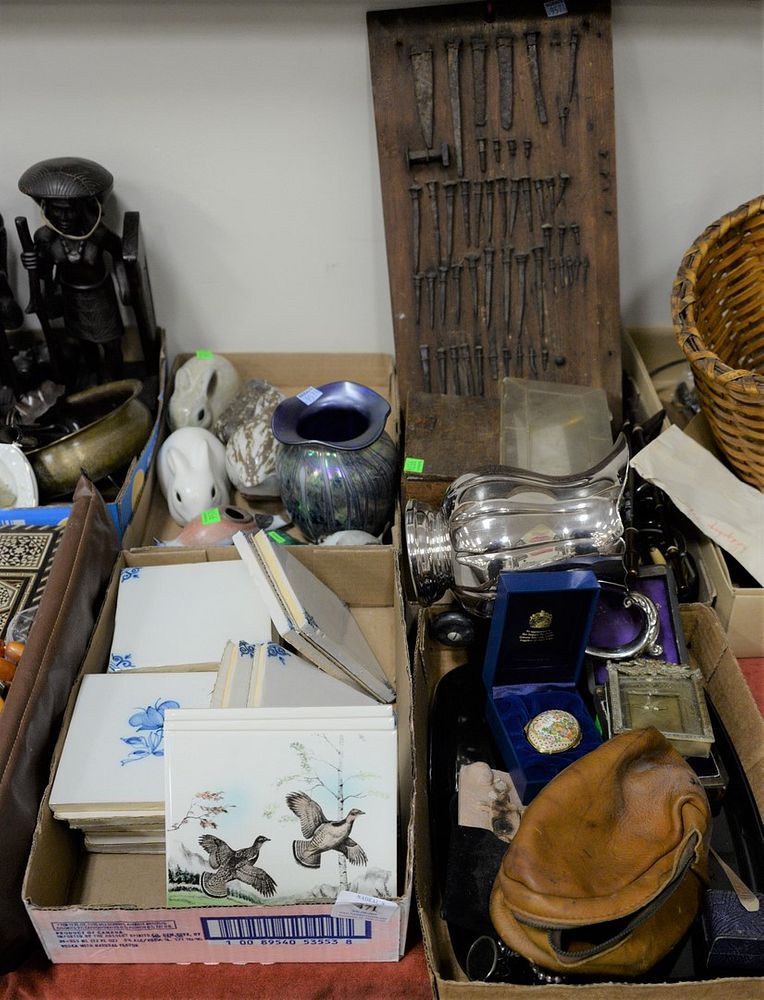 Appraisal: Four trays of various small works to include ceramic tiles