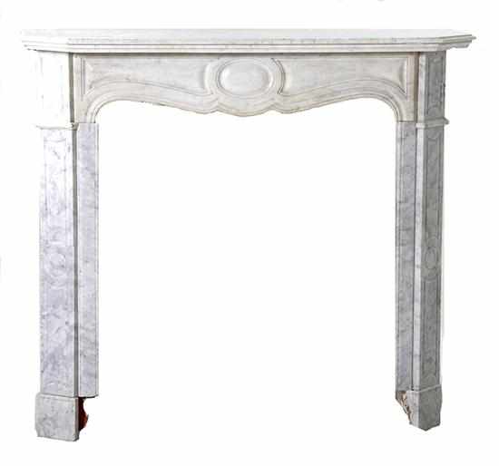 Appraisal: Louis XV style marble fireplace surround th century white marble