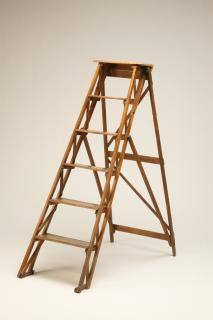 Appraisal: th c French Provincial walnut library ladder h Mid th