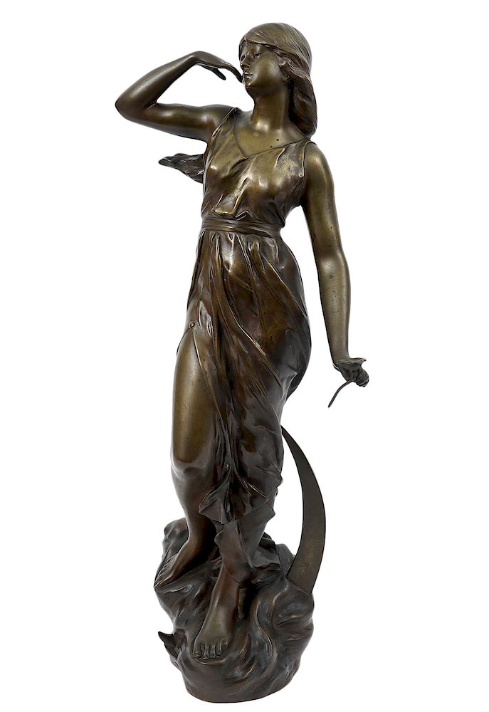 Appraisal: Julien Causse Art Nouveau Bronze Statue Julie Causse France -