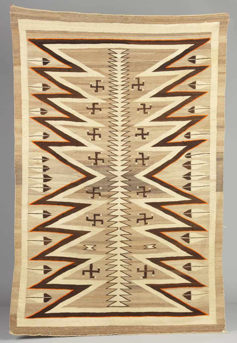 Appraisal: Navajo Weaving Antique Feather Design Small repair near one corner