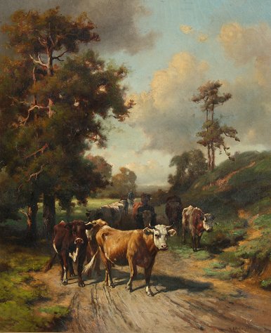 Appraisal: FOX Robert Atkinson American - Cows on Path OIL C