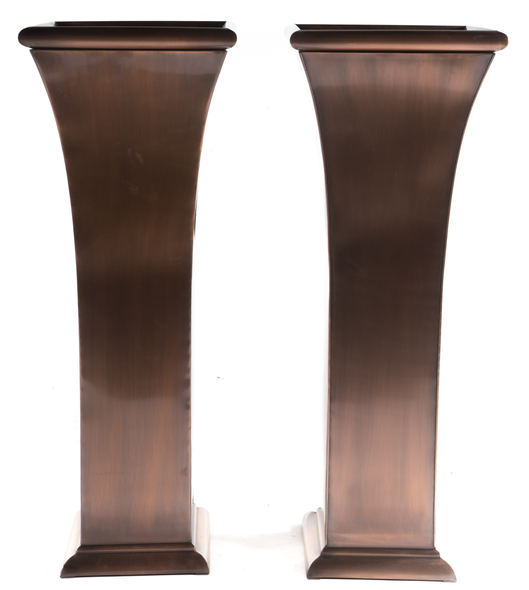 Appraisal: Contemporary pair of sheet copper planters square form two-part planters