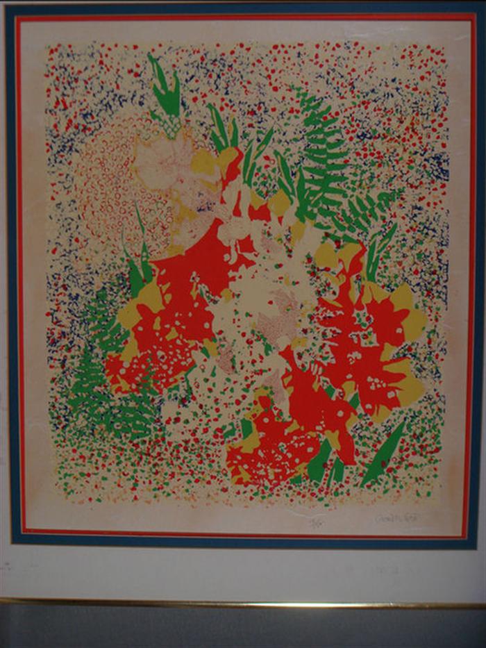 Appraisal: Edward M LE color lithograph flowers 'd x image size