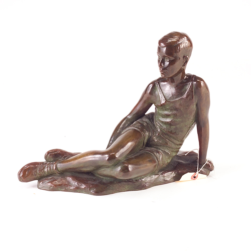 Appraisal: George H Borst Philadelphia th c bronze of seated young