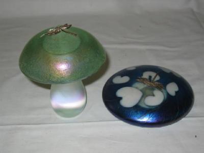 Appraisal: A JOHN DITCHFIELD PAPERWEIGHT modelled as an iridescent glass mushroom