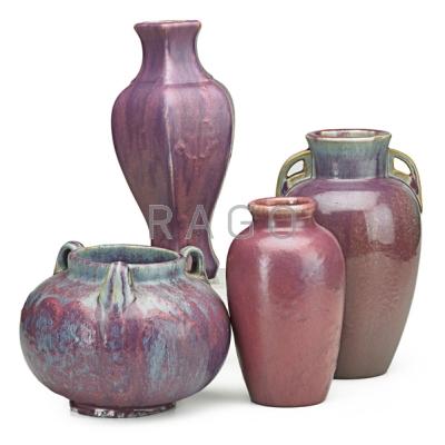 Appraisal: FULPER Four vases Wistaria glaze Flemington NJ s Some vertical