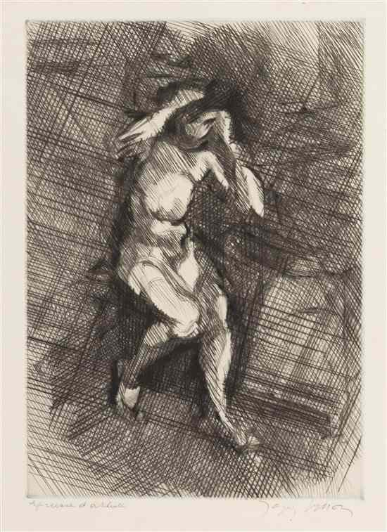 Appraisal: Jacques Villon French - Nude etching editioned E A and