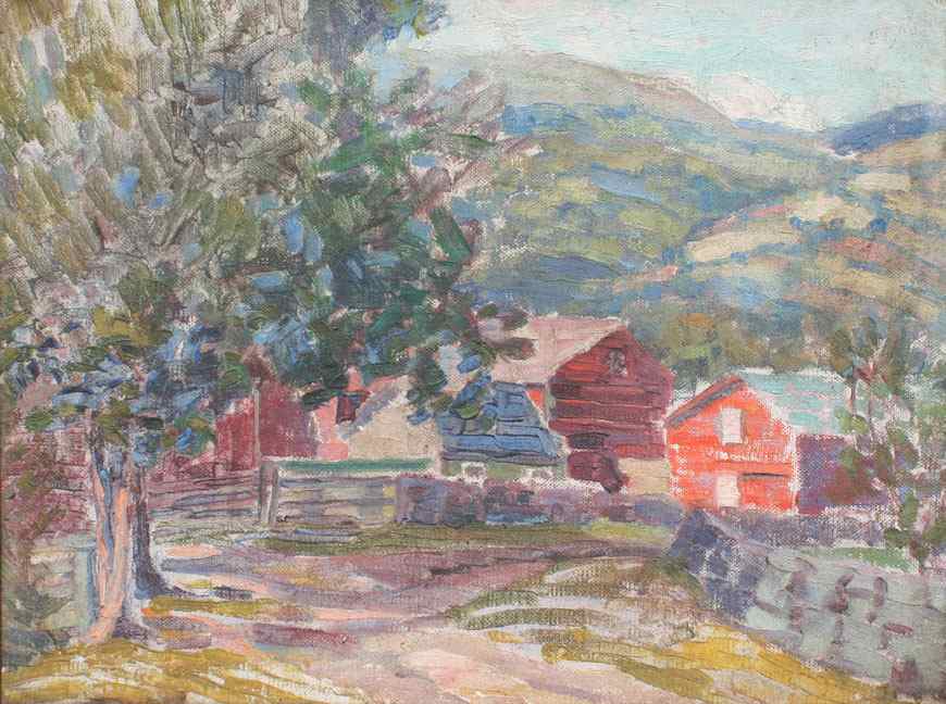 Appraisal: GARNET Jex American - Impressionist Landscape With Farmhouse and Barn