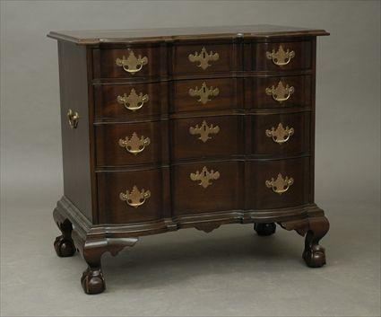 Appraisal: Chippendale-Style Mahogany Block-Front Chest of Drawers In the Massachusetts manner