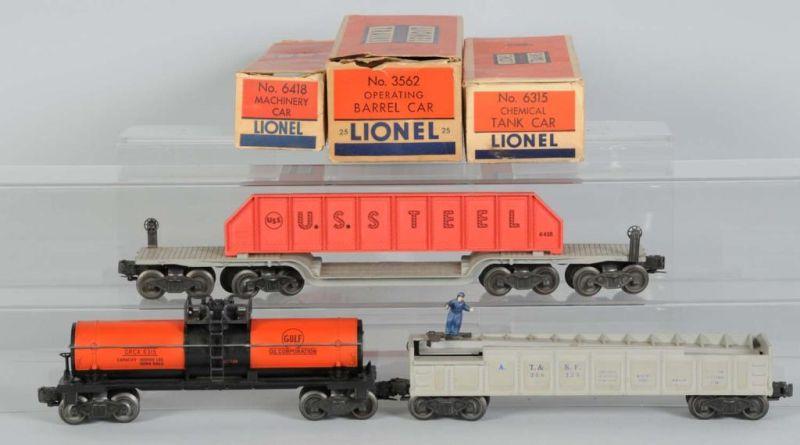 Appraisal: Lot of Lionel O-Gauge Freight Cars in OB Description Post-war