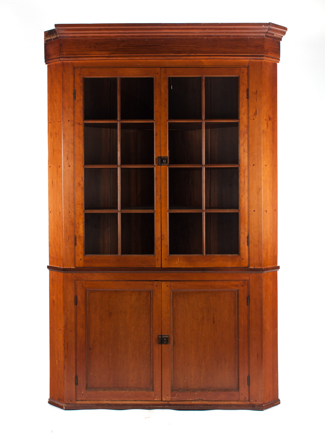 Appraisal: Federal cherrywood corner cupboard Pennsylvania circa -