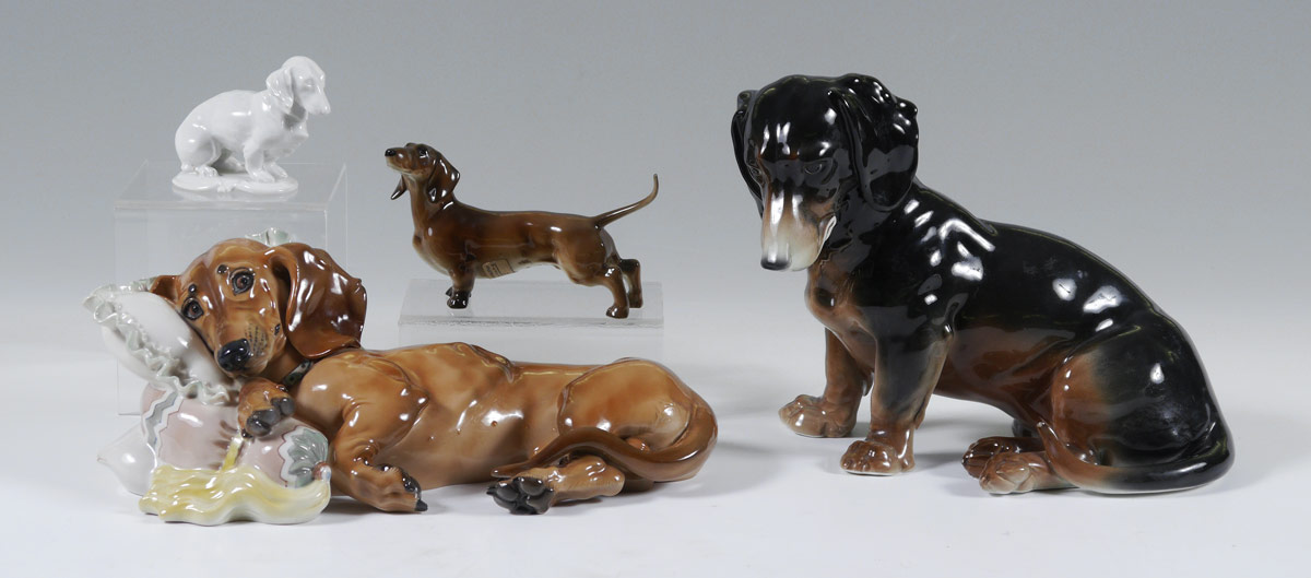 Appraisal: GERMAN PORCELAIN DACHSHUND FIGURES pieces total to include Karl Ens