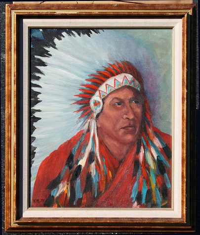 Appraisal: MOFFAT Yolanda American th C Indian Chief OIL Canvas ''