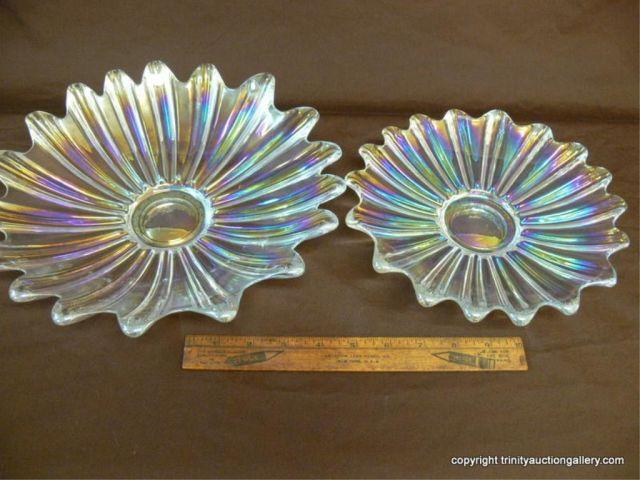 Appraisal: Celestial Gem-Tone Iridescent Federal Glass Bowls - vintage pair of