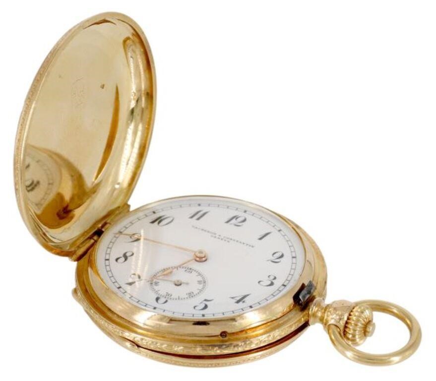 Appraisal: Vacheron Constantin operating foliate embellished hunter cased pocket watch kt