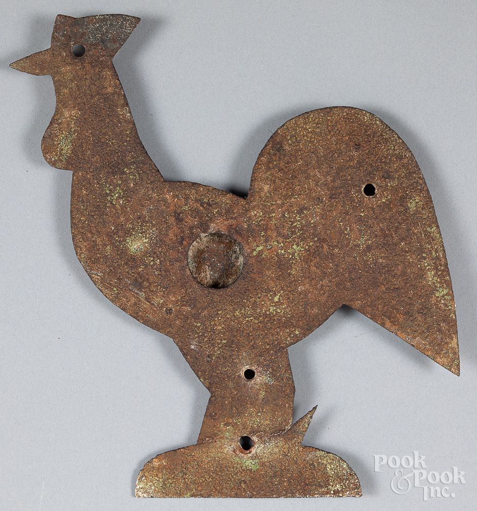 Appraisal: Sheet iron rooster target th c Sheet iron rooster target