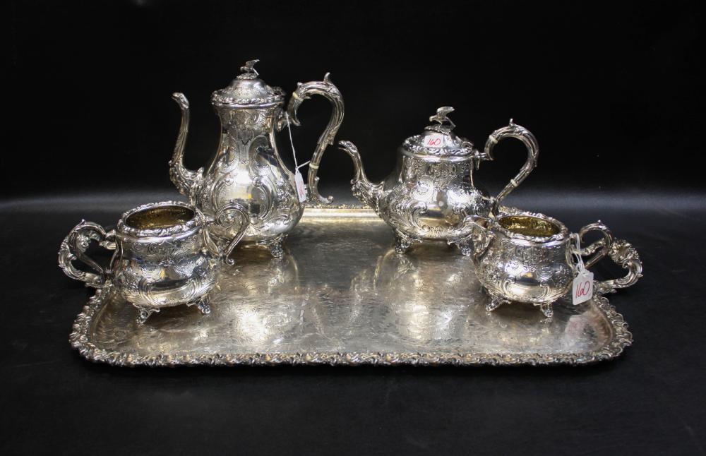 Appraisal: SILVER PLATED TEA AND COFFEE SET PLUS SERVING TRAY five