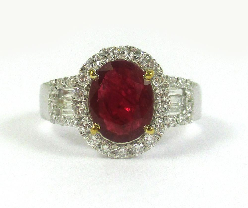 Appraisal: RUBY DIAMOND AND EIGHTEEN KARAT GOLD RING The k white