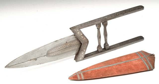 Appraisal: A TH CENTURY INDIAN KATAR with silver inlaid blade and