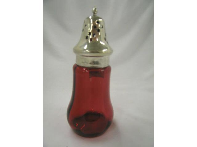 Appraisal: Victorian Cranberry Art Glass Muffineer or Sugar Shaker excellent