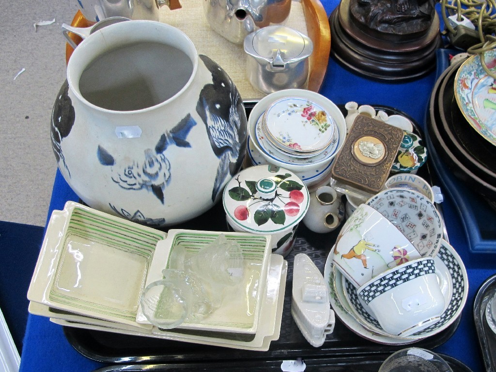 Appraisal: Tray of assorted decorative ceramics Wemyss Carlton Ware vase def