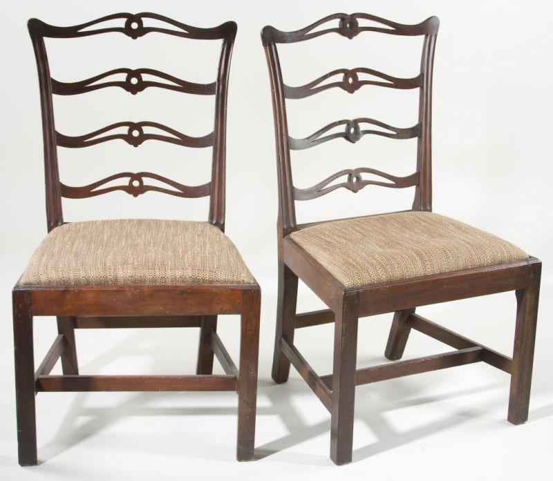 Appraisal: Pair of New England Ribbon Back Side Chairs late th