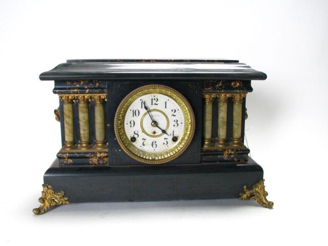 Appraisal: Seth Thomas Mantle Clock black lacquer and faux marble finish