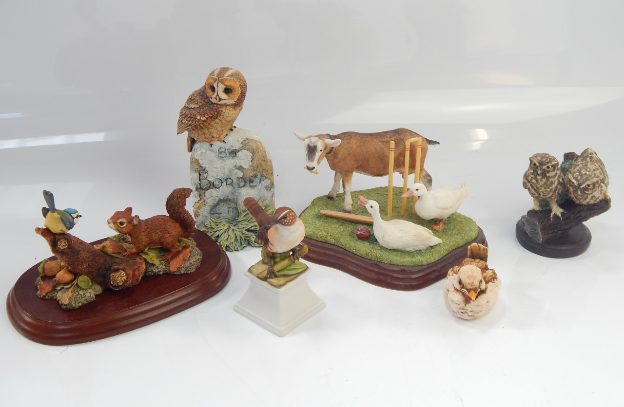 Appraisal: Border Fine Arts figural groups including squirrels goats owls etc