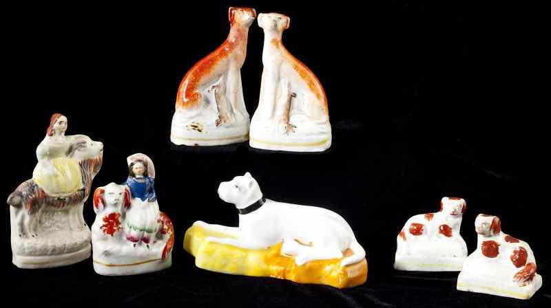 Appraisal: Group of English Animal Figuralsto include a pair of miniature