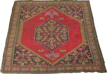 Appraisal: Russian Caucasian Carpet ca 's Approx '- x '- Red