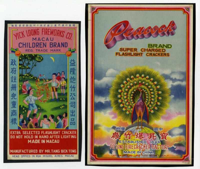 Appraisal: Lot of Firecracker Labels Includes Children Brand and Peacock Condition