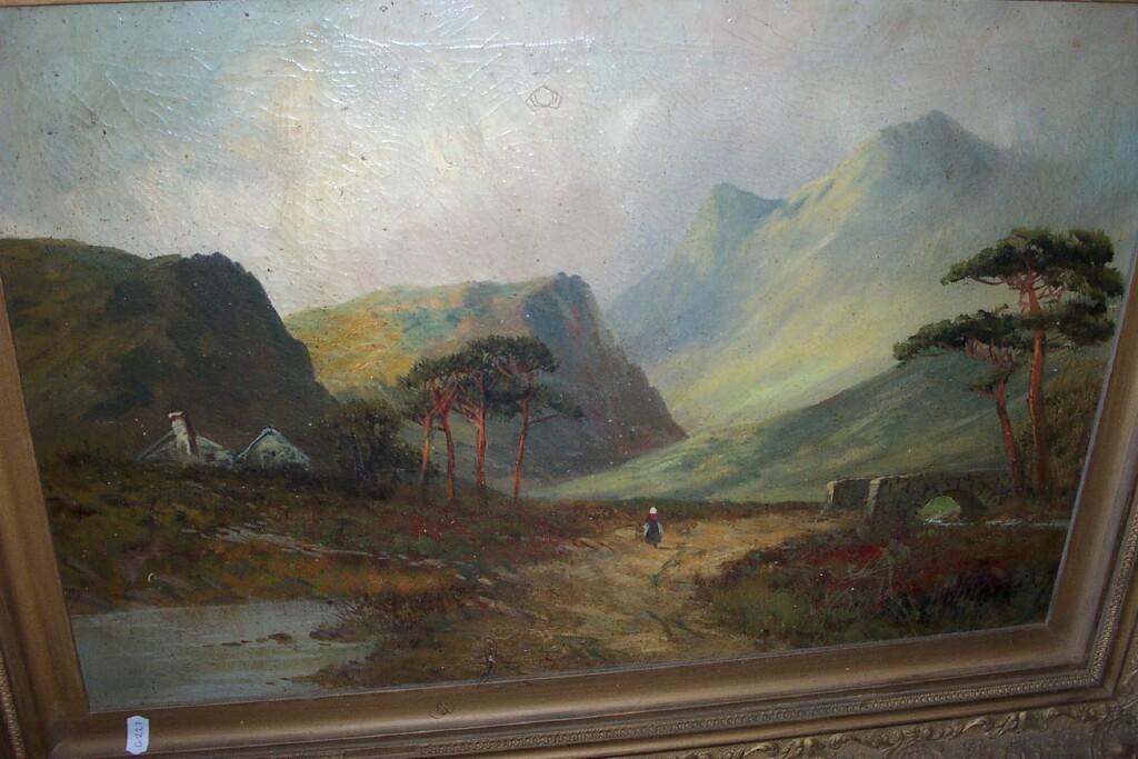 Appraisal: A th century oil painting on canvas of a highland